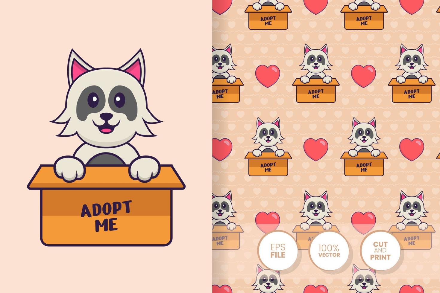 Cute dog cartoon character. seamless pattern background vector