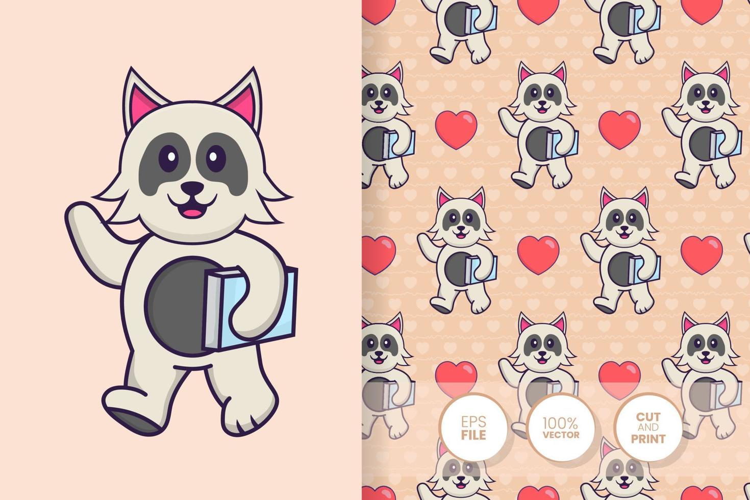 Cute dog cartoon character. seamless pattern background vector