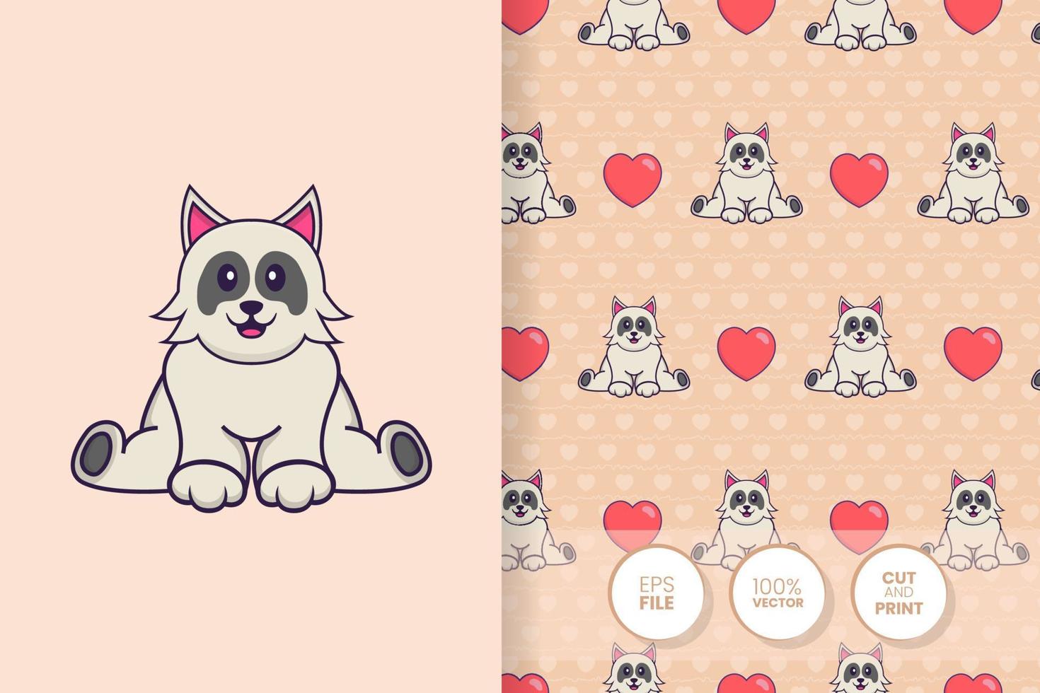 Cute dog cartoon character. seamless pattern background vector