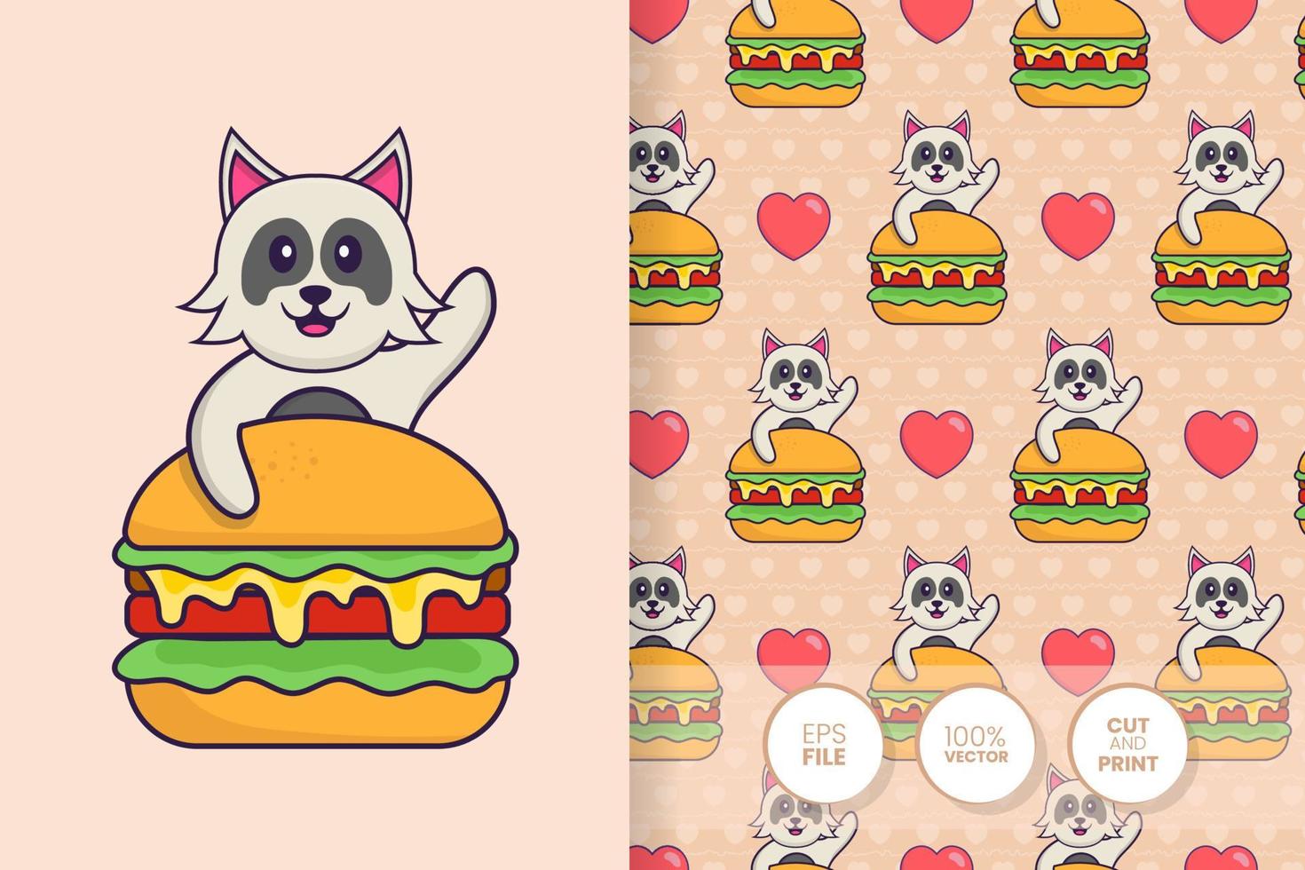 Cute dog cartoon character. seamless pattern background vector