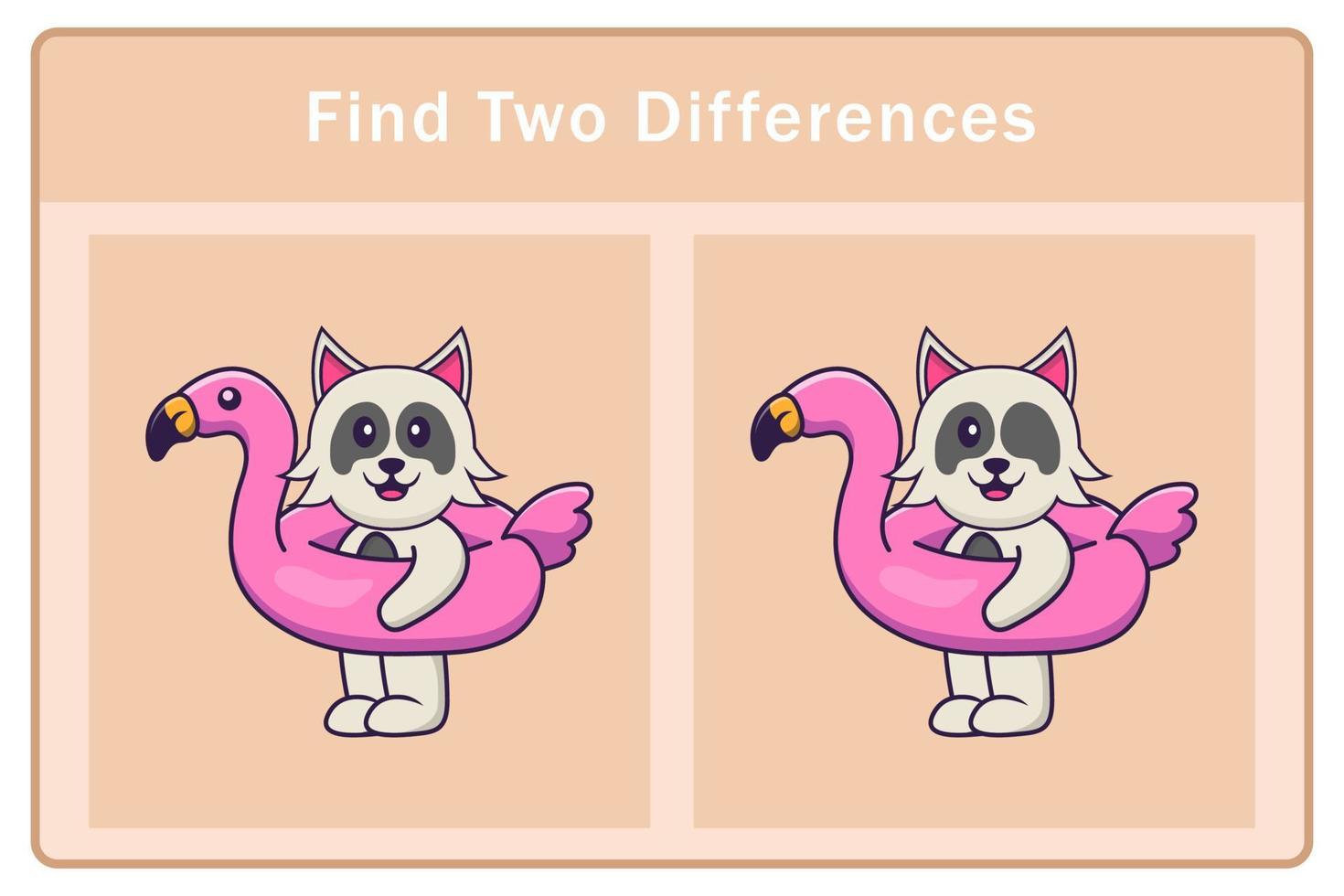 Cute dog cartoon character. Find differences. Educational game for children. Cartoon vector illustration