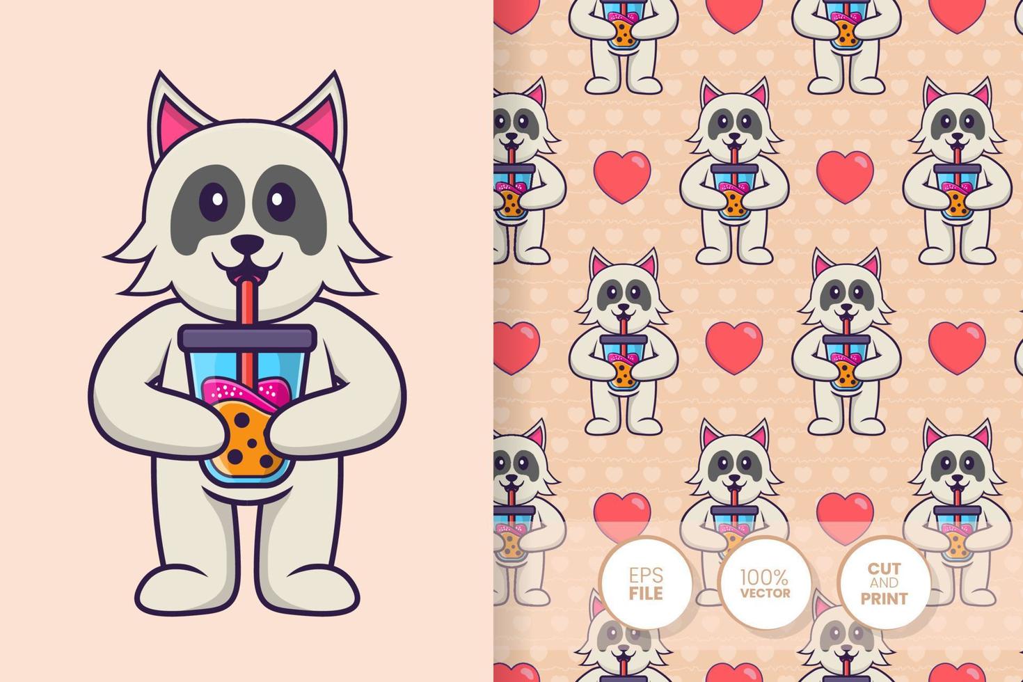 Cute dog cartoon character. seamless pattern background vector