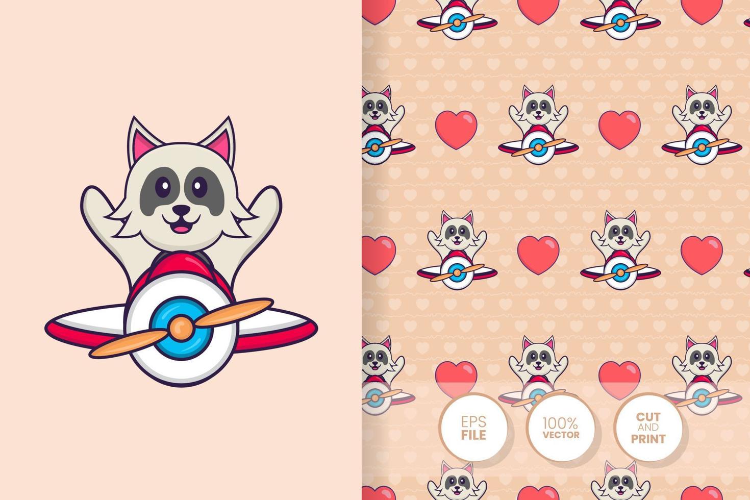 Cute dog cartoon character. seamless pattern background vector