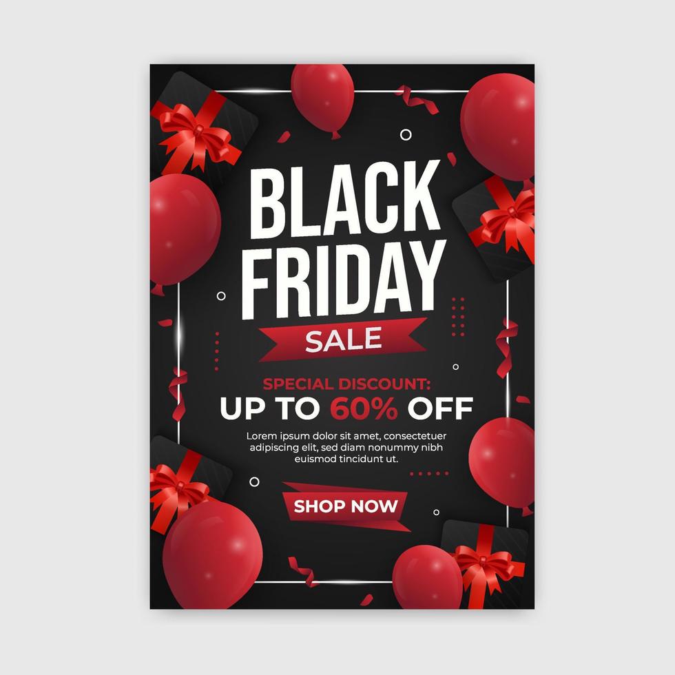 Modern Realistic Ballon Poster Black Friday Sale vector