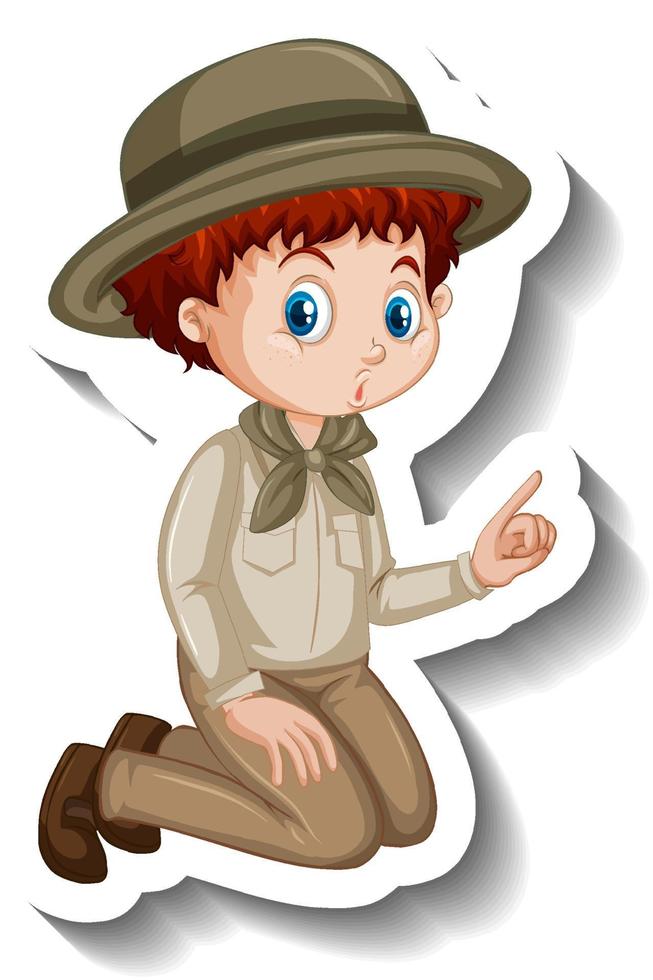 A sticker template of boy cartoon character vector