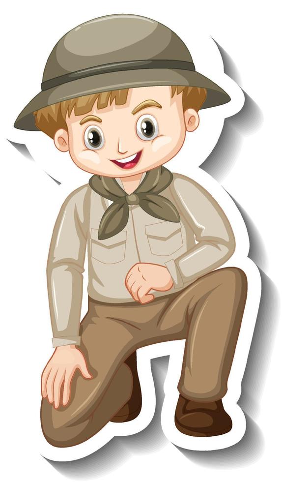 A sticker template of boy cartoon character vector