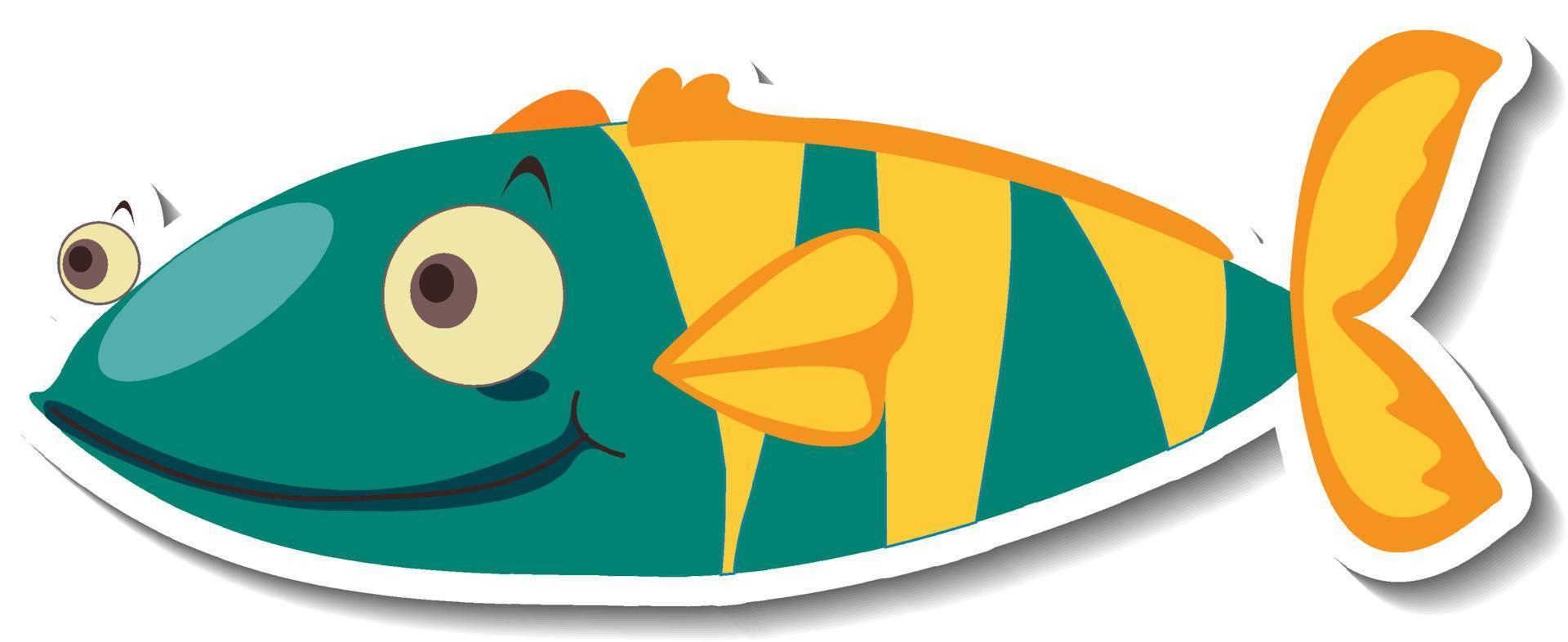 Cute fish animal cartoon sticker vector