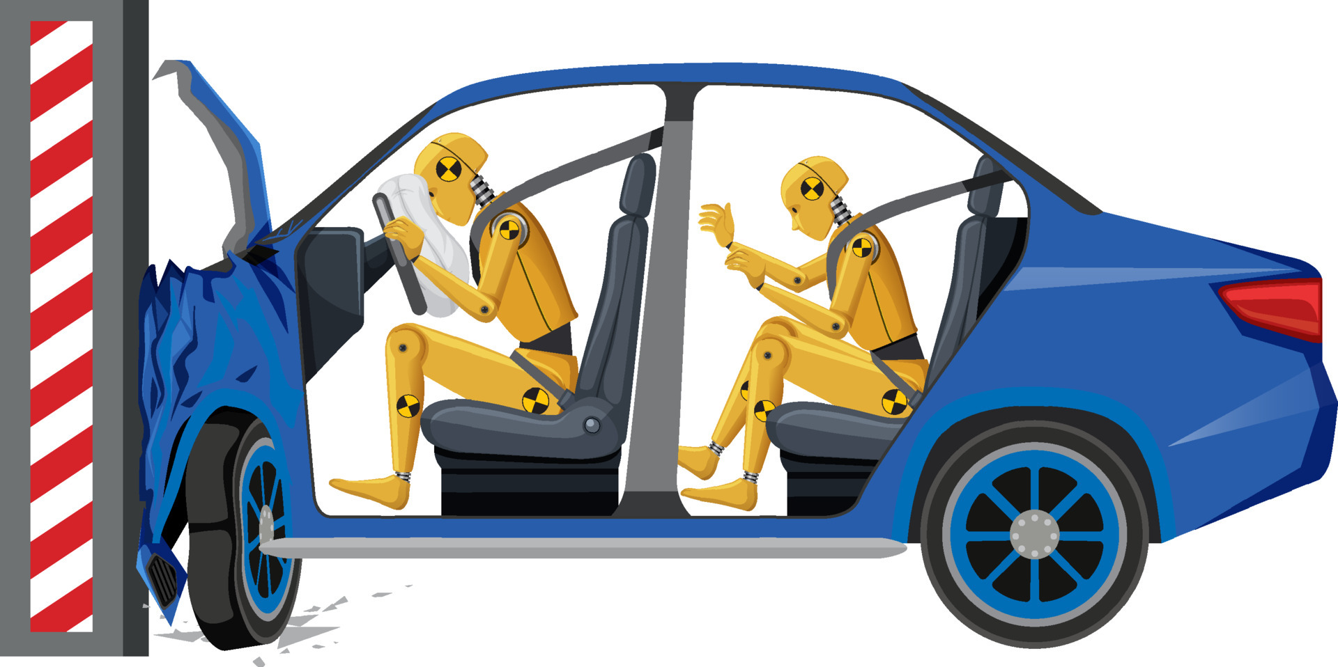 Crash test dummy with broken car 3863935 Vector Art at Vecteezy