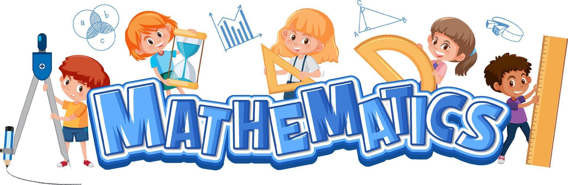 Math icon with kids and math tools vector
