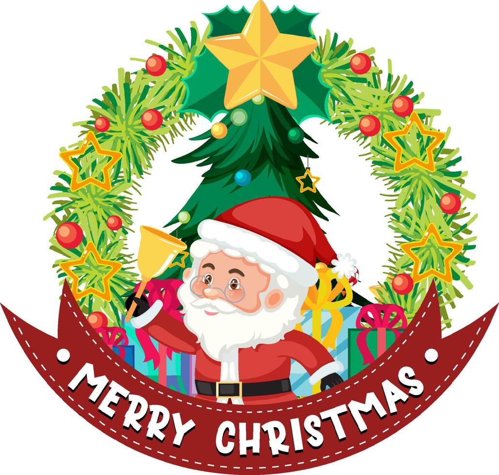 Merry Christmas banner with Santa Claus cartoon character vector