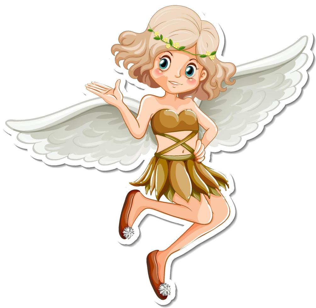 Beautiful angel cartoon character sticker vector