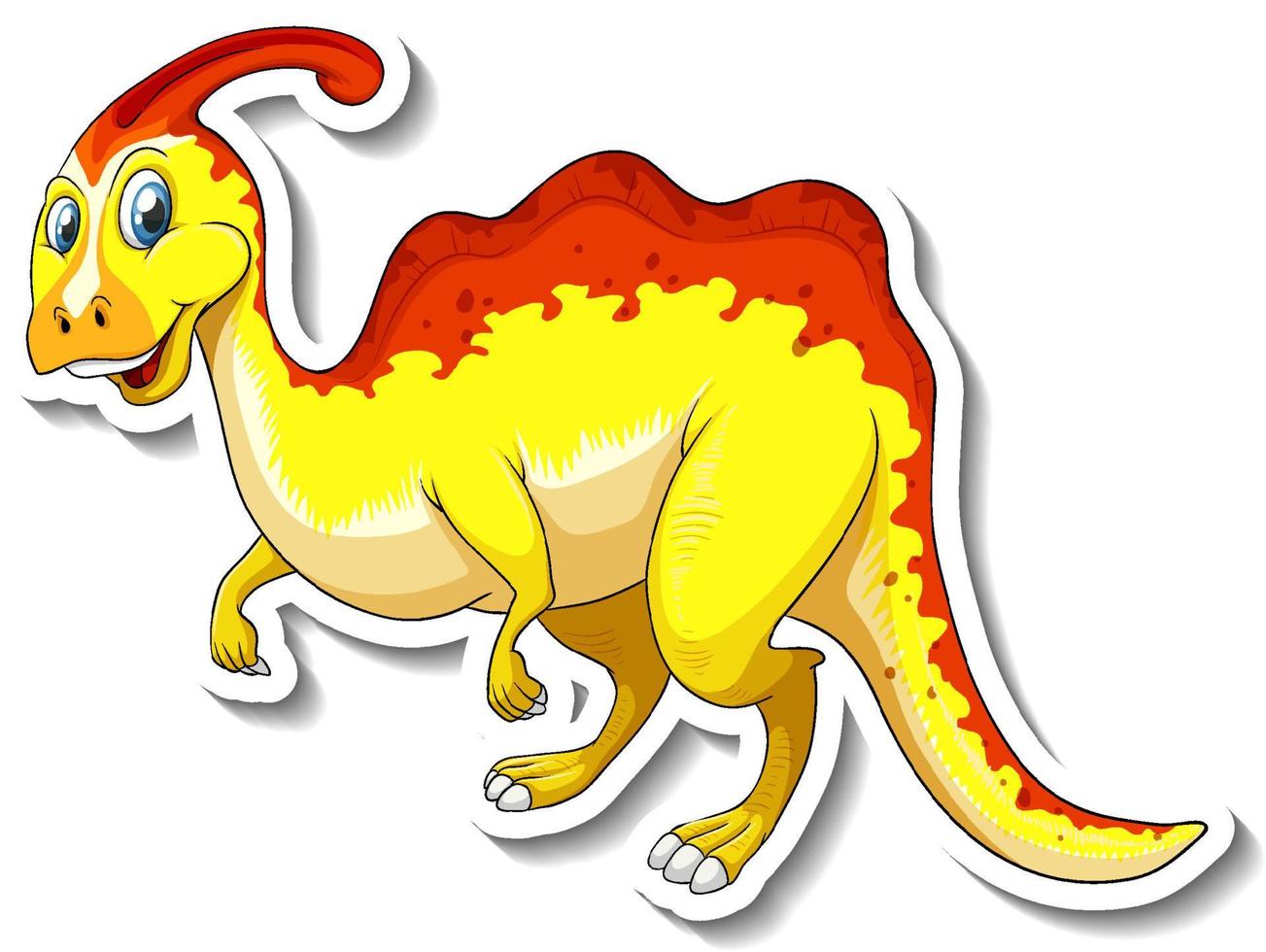 etiqueta engomada del personaje de dibujos animados del dinosaurio parasaurolophus vector