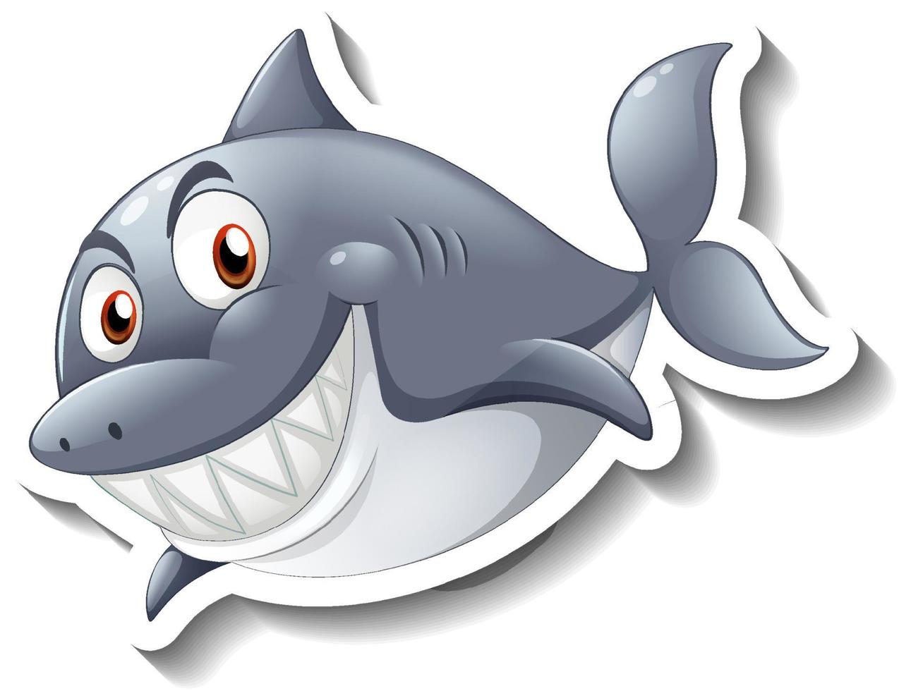 Smiling shark cartoon sticker vector