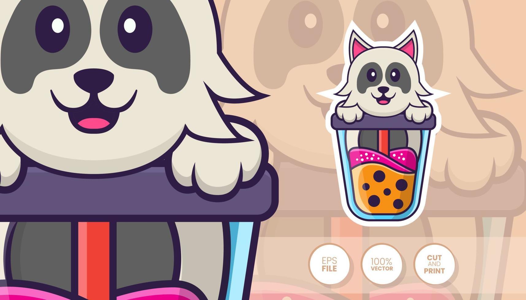 Hand drawn illustration of Cute dog. Cartoon character concept - Stickers vector