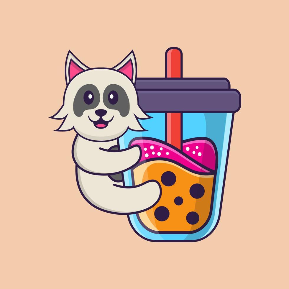 Ilustración de vector de personaje de dibujos animados de perro lindo.