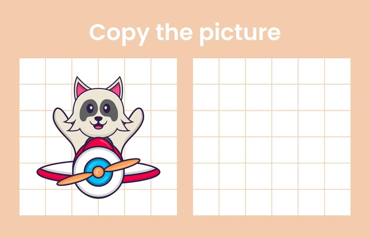 Copy the picture of a cute dog. Educational game for children. Cartoon vector illustration