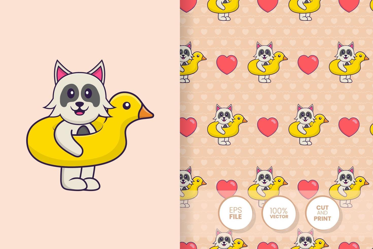 Cute dog cartoon character. seamless pattern background vector