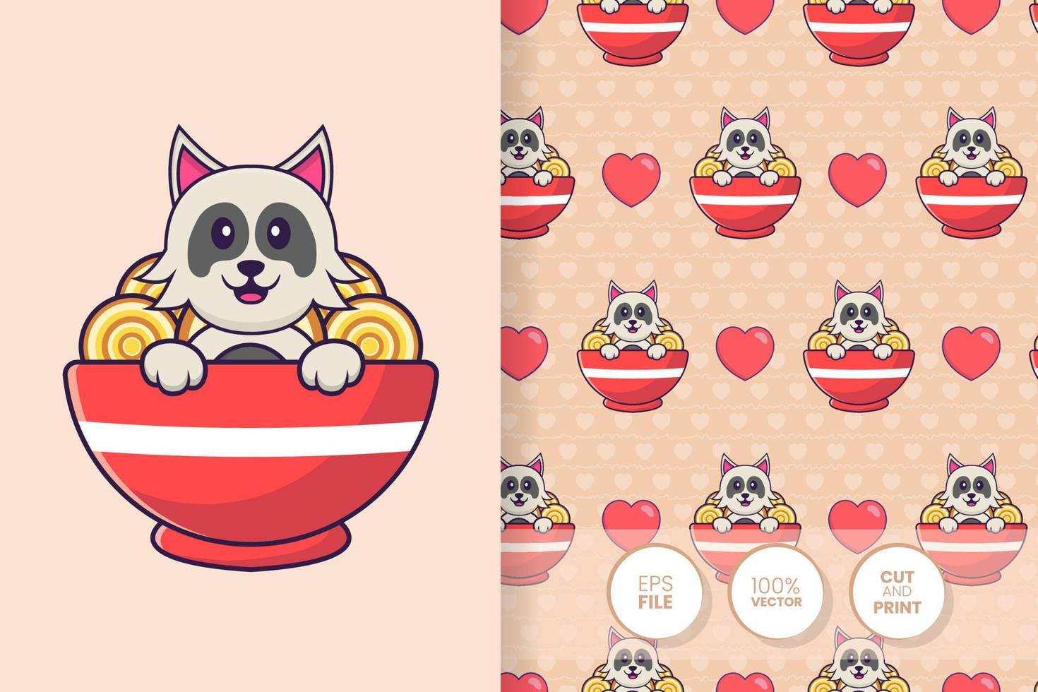 Cute dog cartoon character. seamless pattern background vector