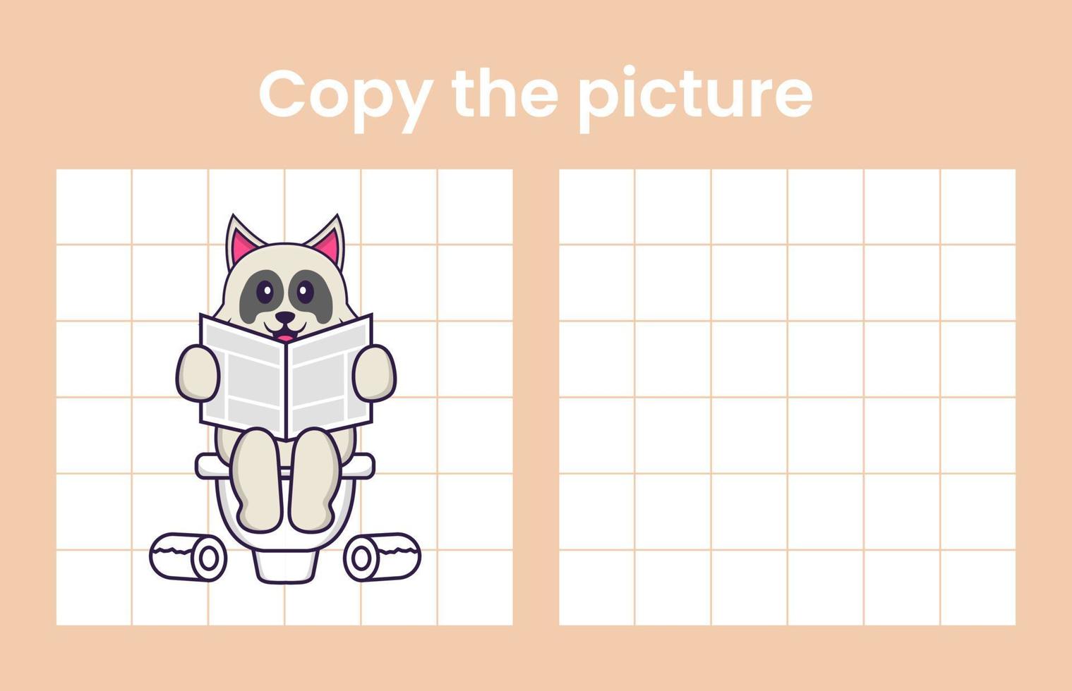 Copy the picture of a cute dog. Educational game for children. Cartoon vector illustration