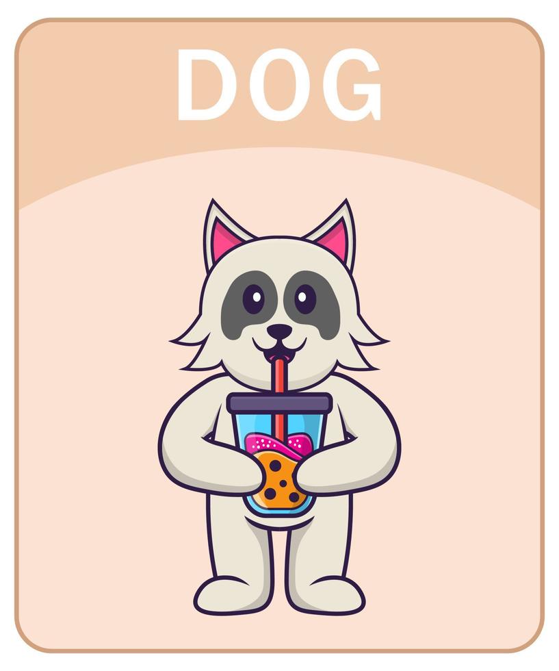 flashcard del alfabeto con personaje de dibujos animados lindo perro. vector