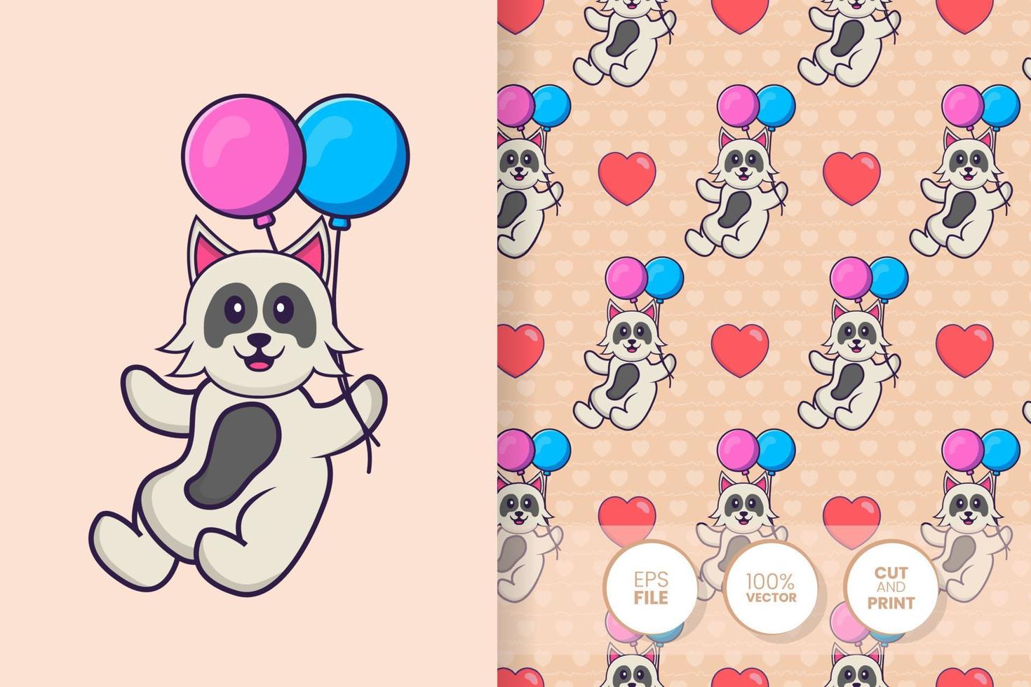 Cute dog cartoon character. seamless pattern background vector