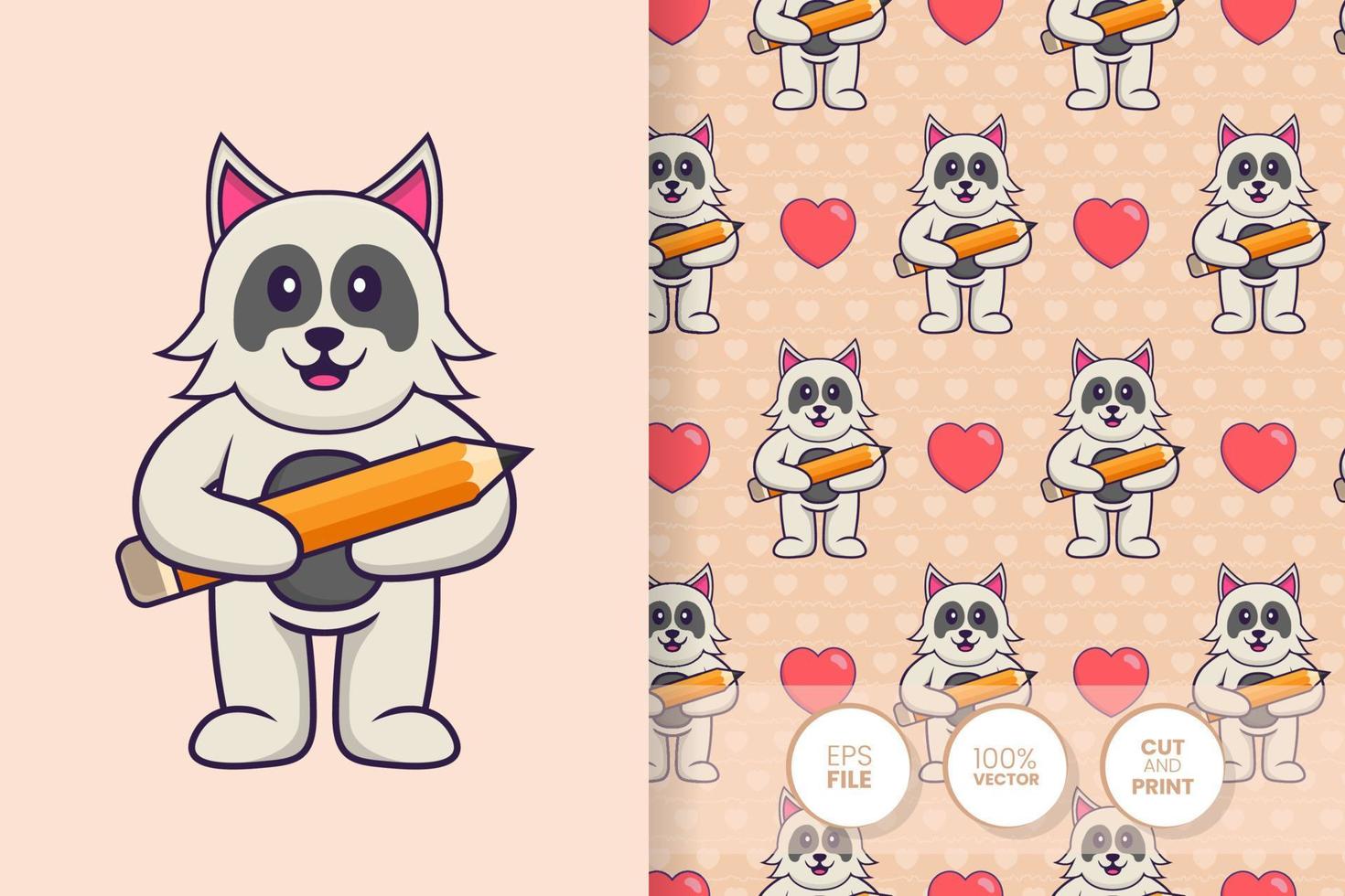 Cute dog cartoon character. seamless pattern background vector