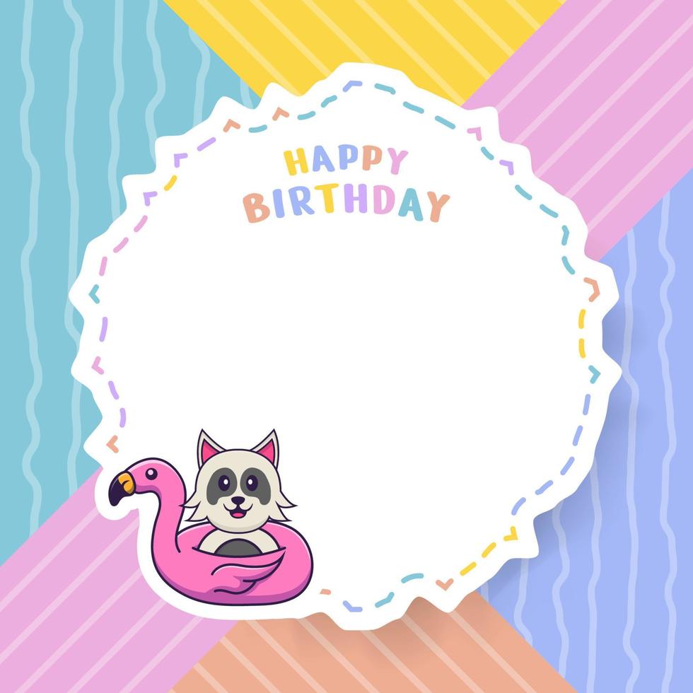 Tarjeta de felicitación de feliz cumpleaños con personaje de dibujos animados de perro lindo. ilustración vectorial vector