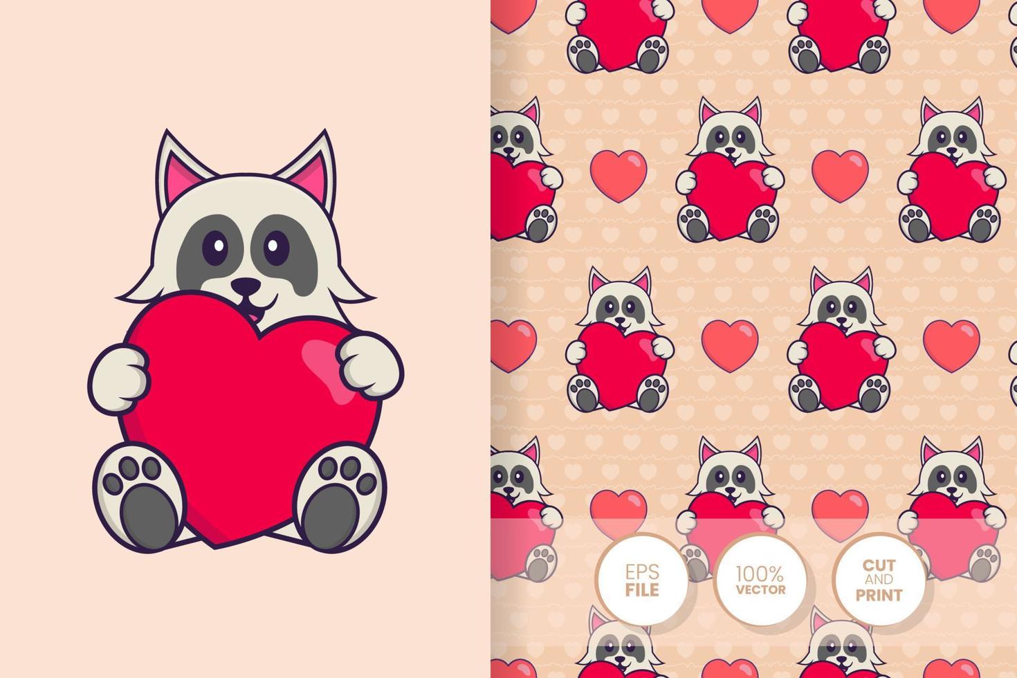 Cute dog cartoon character. seamless pattern background vector