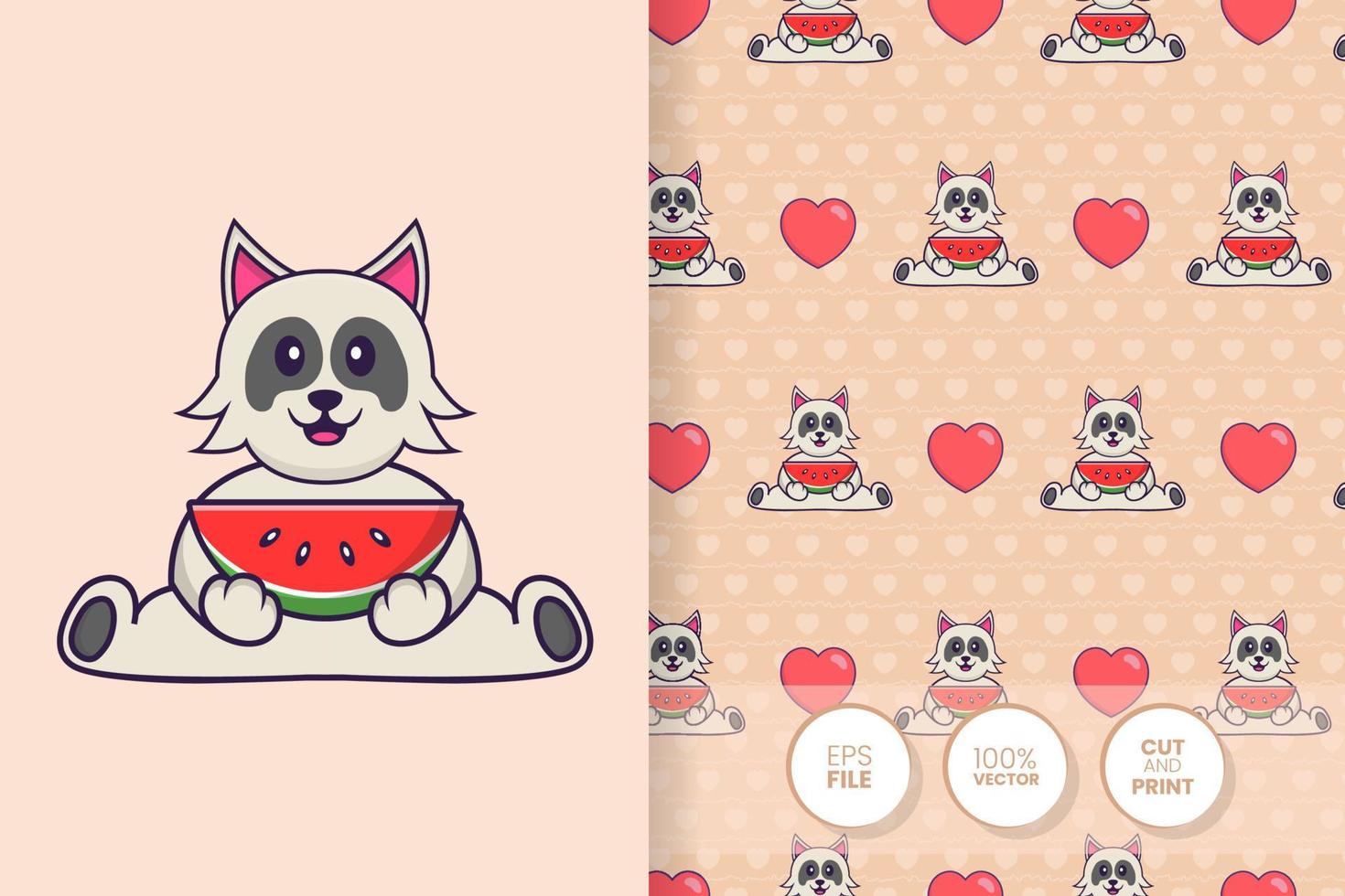 Cute dog cartoon character. seamless pattern background vector