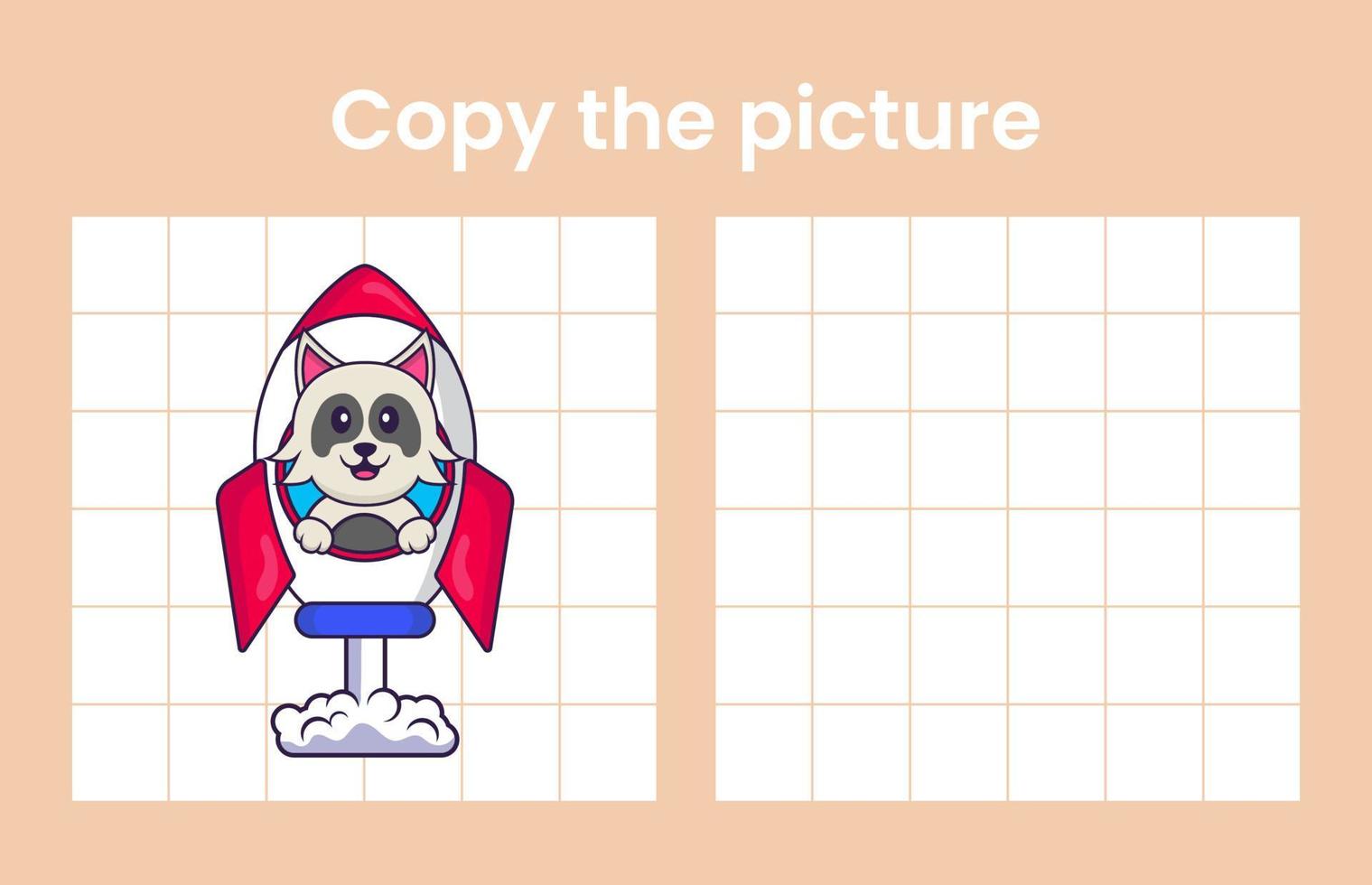 Copy the picture of a cute dog. Educational game for children. Cartoon vector illustration