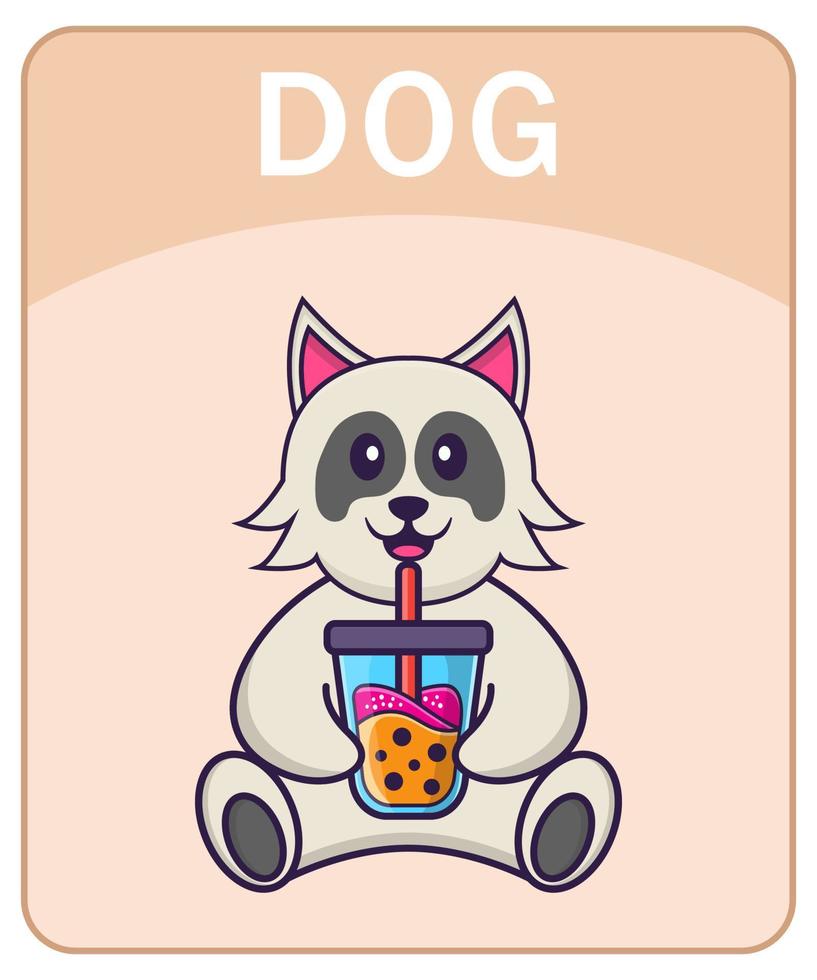 flashcard del alfabeto con personaje de dibujos animados lindo perro. vector