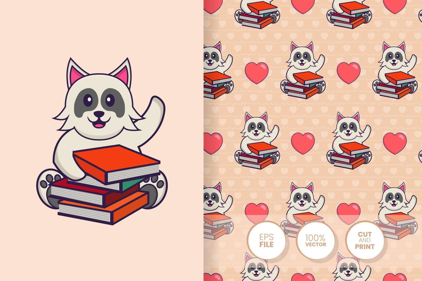 Cute dog cartoon character. seamless pattern background vector