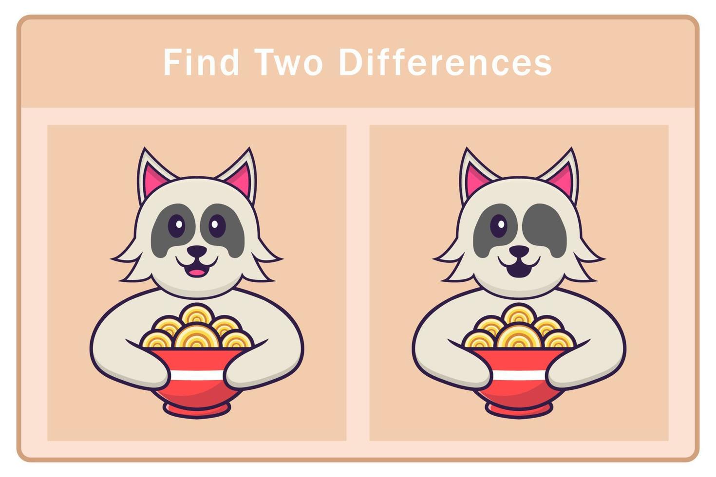 Cute dog cartoon character. Find differences. Educational game for children. Cartoon vector illustration