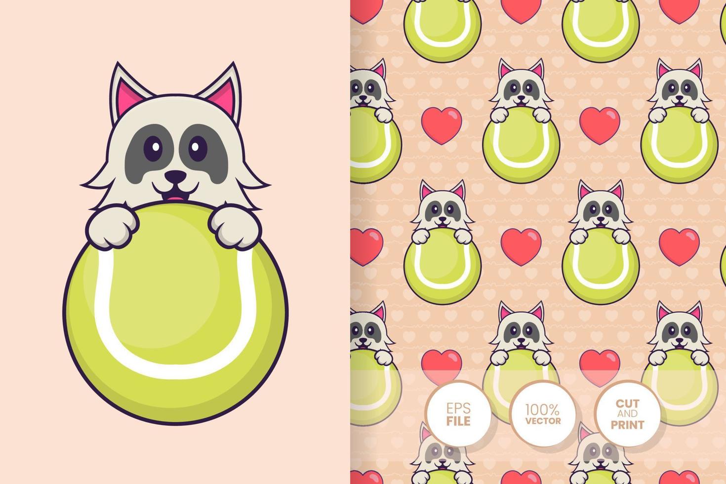 Cute dog cartoon character. seamless pattern background vector