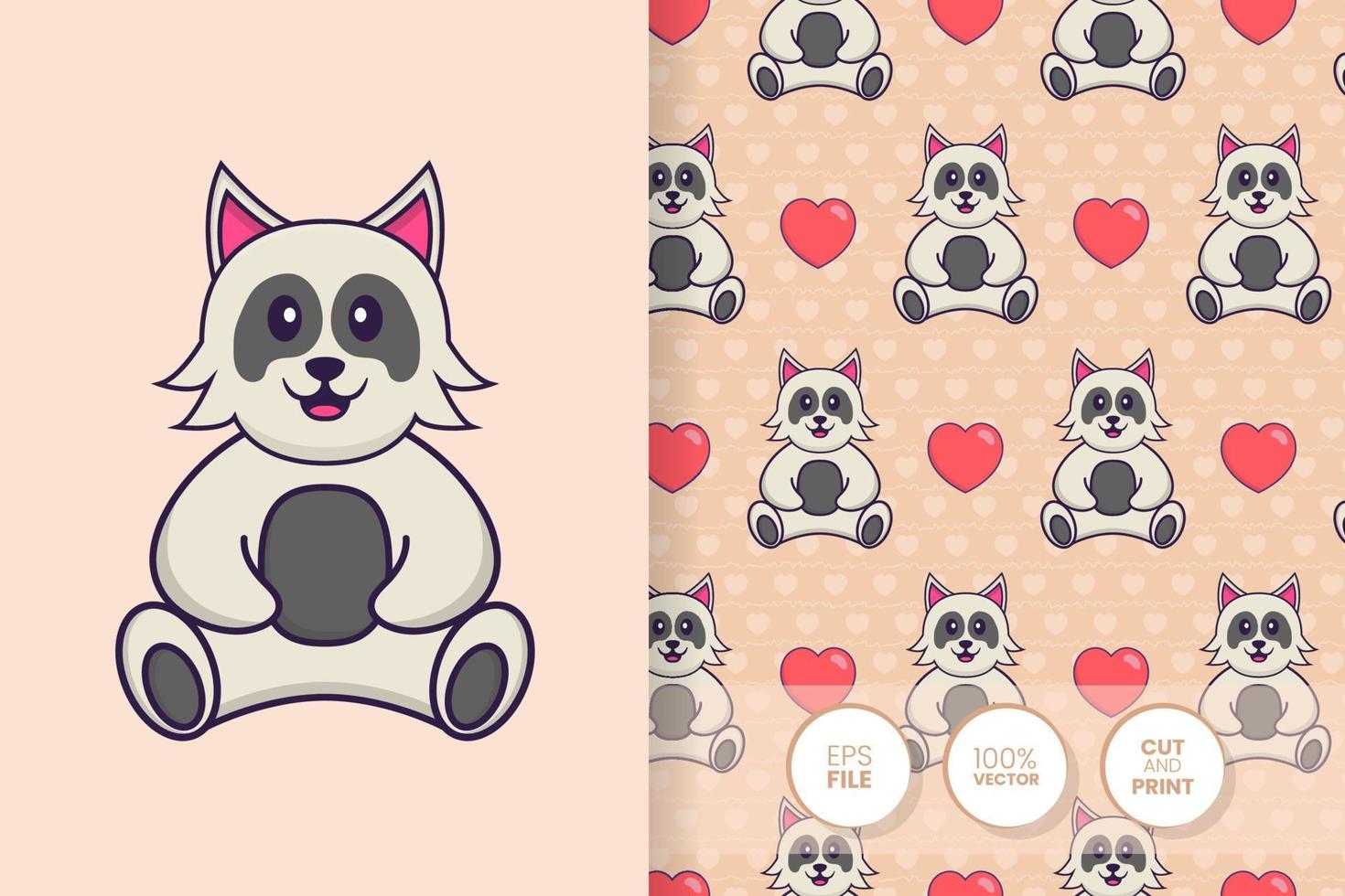 Cute dog cartoon character. seamless pattern background vector
