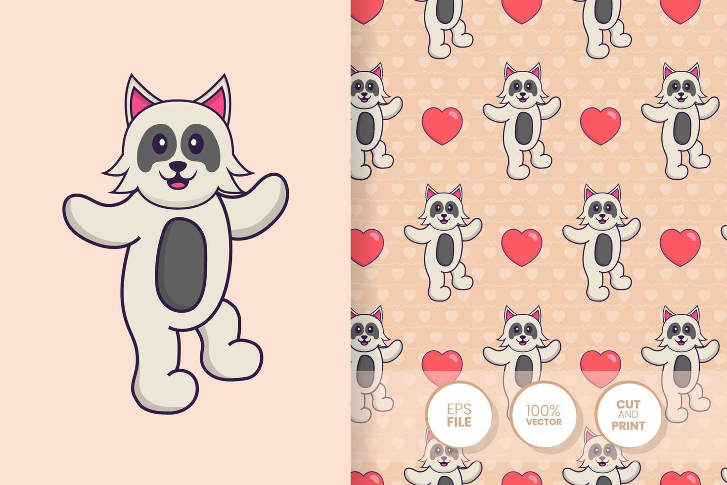 Cute dog cartoon character. seamless pattern background vector