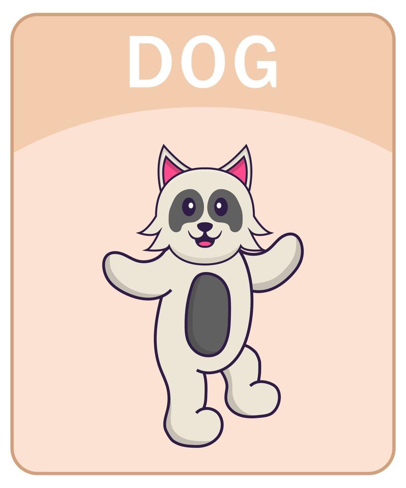 flashcard del alfabeto con personaje de dibujos animados lindo perro. vector