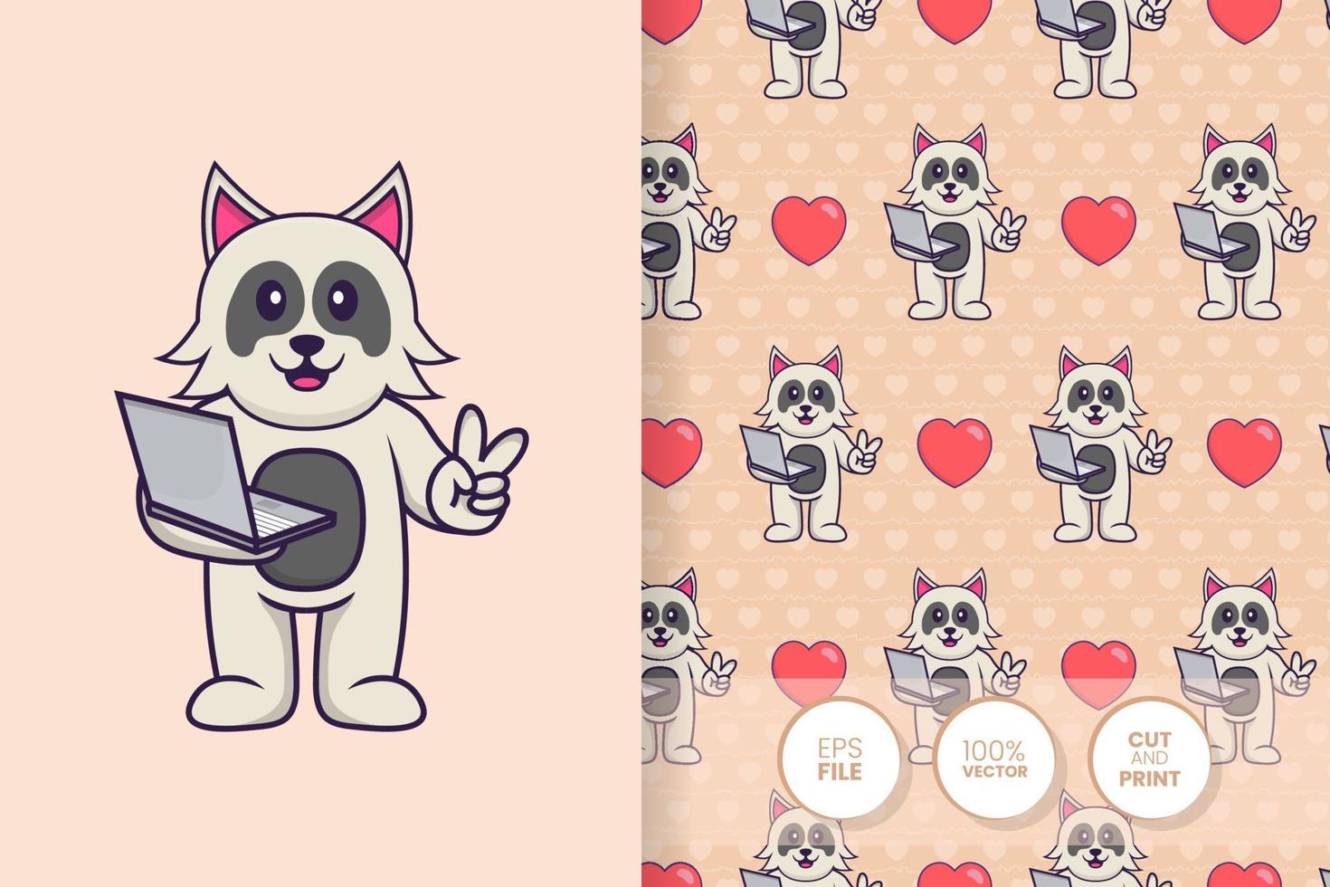 Cute dog cartoon character. seamless pattern background vector
