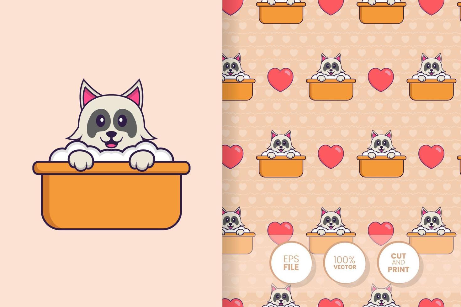 Cute dog cartoon character. seamless pattern background vector