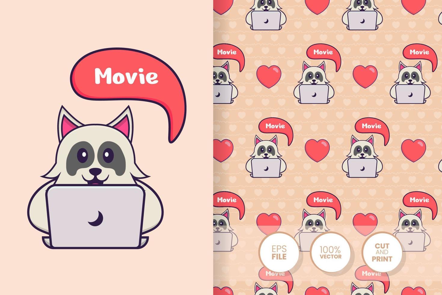 Cute dog cartoon character. seamless pattern background vector