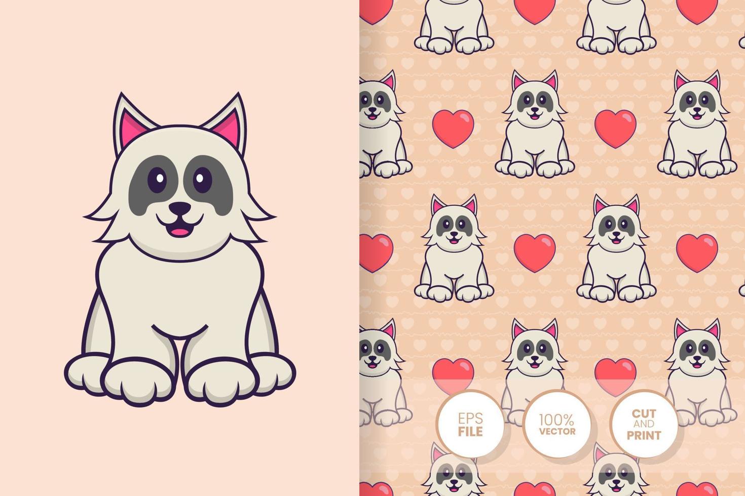 Cute dog cartoon character. seamless pattern background vector