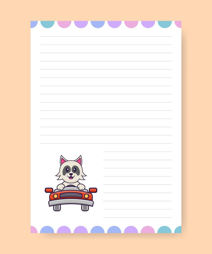 página del planificador y lista de tareas con un lindo perro. ilustración vectorial de dibujos animados. vector