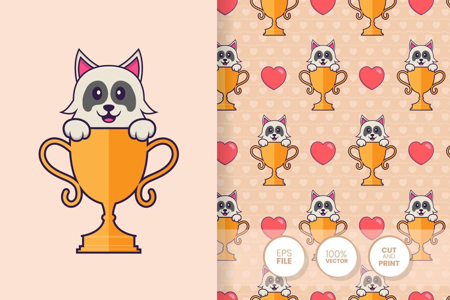 Cute dog cartoon character. seamless pattern background vector