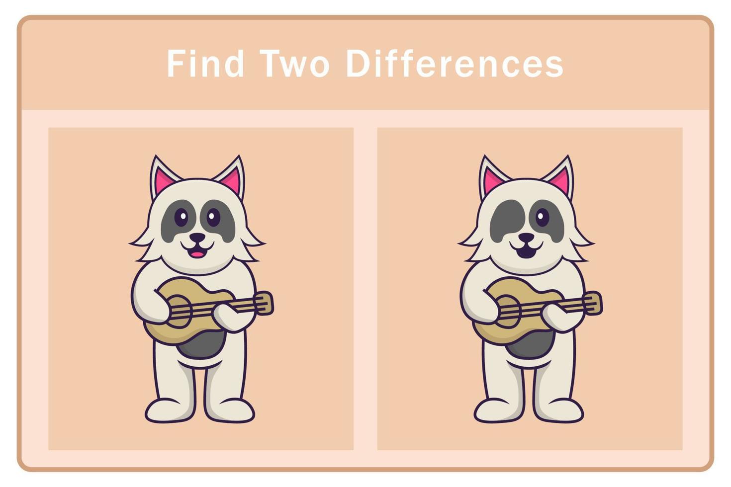 Cute dog cartoon character. Find differences. Educational game for children. Cartoon vector illustration