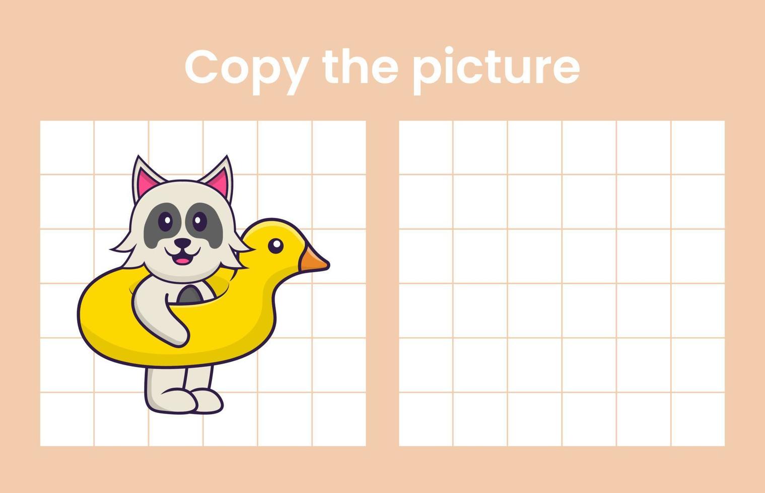 Copy the picture of a cute dog. Educational game for children. Cartoon vector illustration