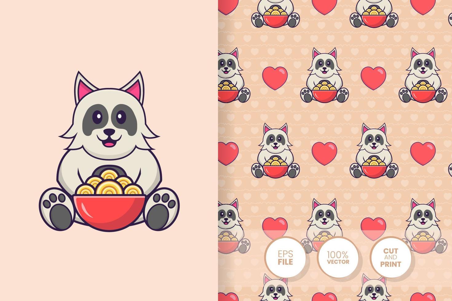 Cute dog cartoon character. seamless pattern background vector