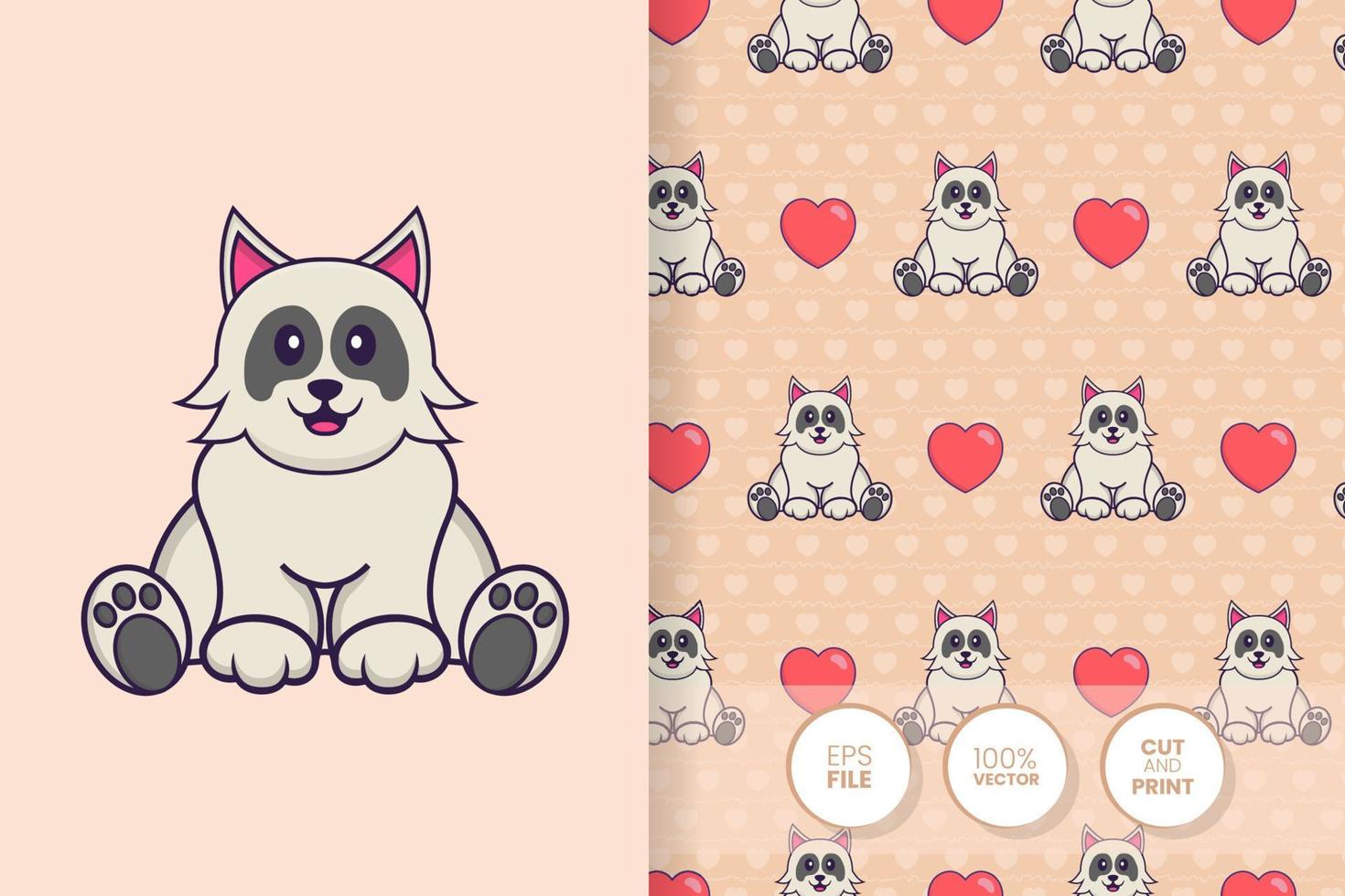 Cute dog cartoon character. seamless pattern background vector