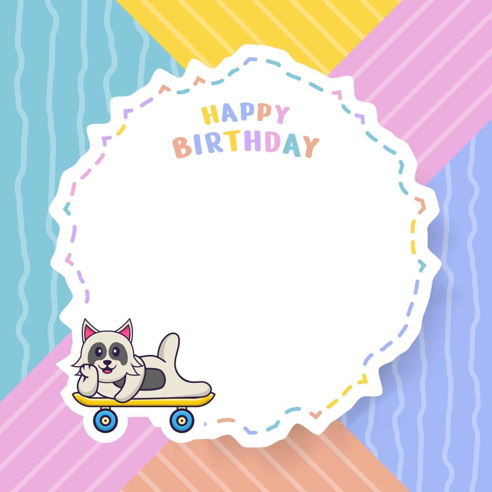 Tarjeta de felicitación de feliz cumpleaños con personaje de dibujos animados de perro lindo. ilustración vectorial vector