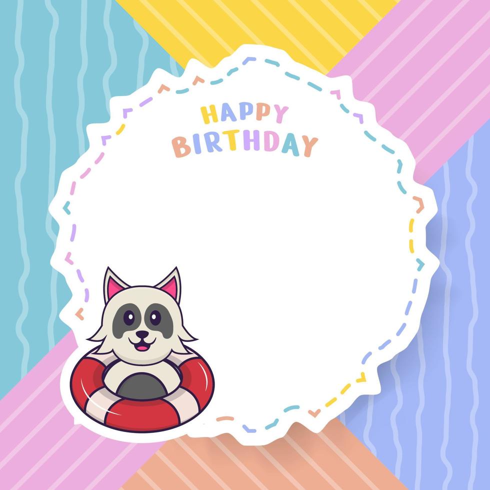 Tarjeta de felicitación de feliz cumpleaños con personaje de dibujos animados de perro lindo. ilustración vectorial vector