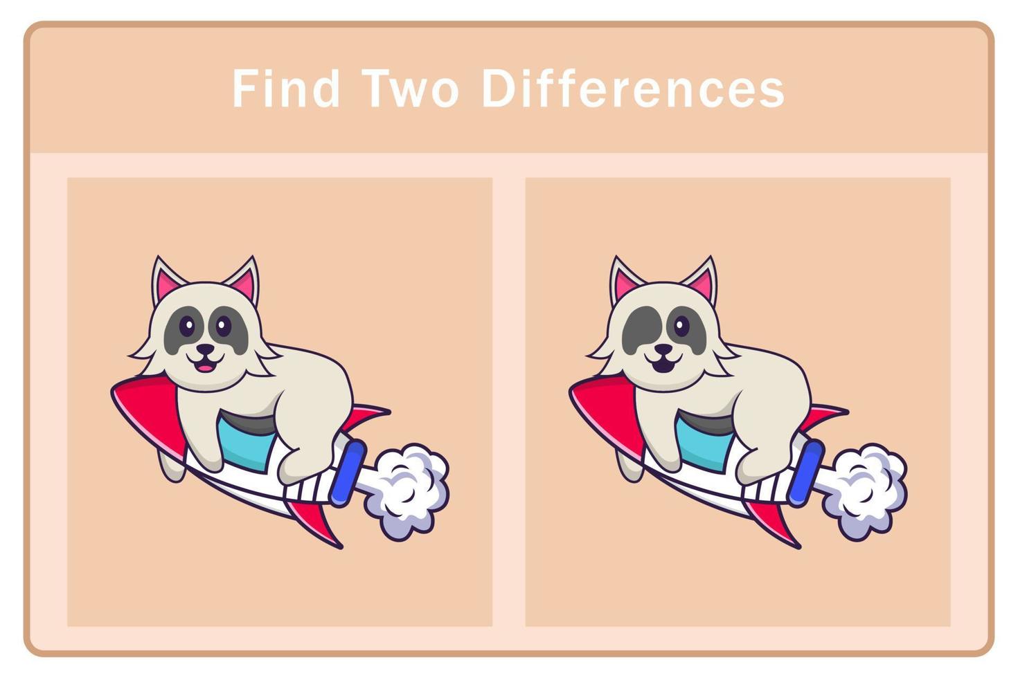 Cute dog cartoon character. Find differences. Educational game for children. Cartoon vector illustration